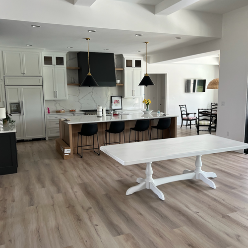 Modern kitchen with updated cabinetry and flooring in Central Indiana