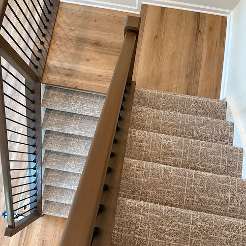 Hardwood staircase installation in Greenwood, IN home by Floor Tech Corp