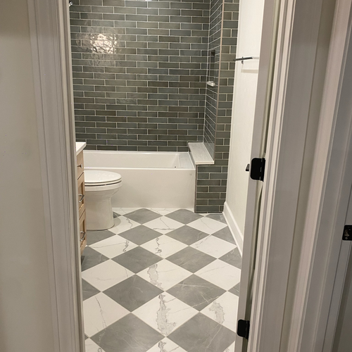 Tile flooring installed in Indiana bathrooms